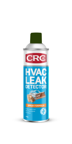 CRC HVAC Leak Detector Pro 510g spray bottle, designed for safe and effective gas and air leak detection with visible bubble formation.