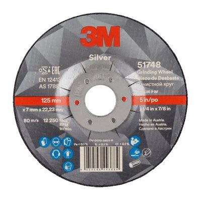 3M Silver Depressed Centre Grinding Wheel 125mm x 7mm x 22mm 20 (Pack)