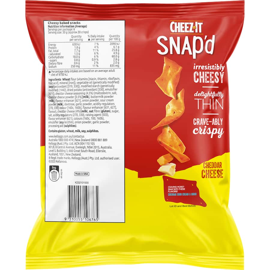 Cheez It Snap'd Chips Cheddar Cheese