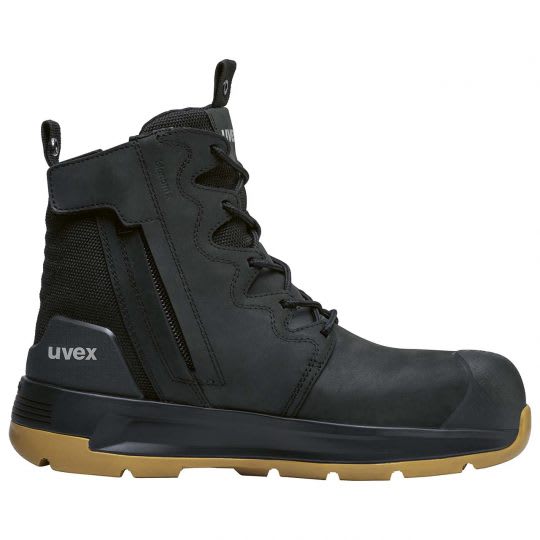 Uvex, 3 X-Flow 150mm Zip Sided Safety Boot, 65428 - Black/Tan - 08