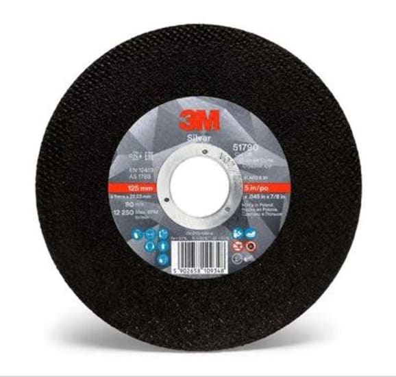 3M Silver Cut-Off Wheel 180mm, 2.5mm thick, 22mm arbor, 50-Pack for fast, clean cuts in stainless and mild steel.