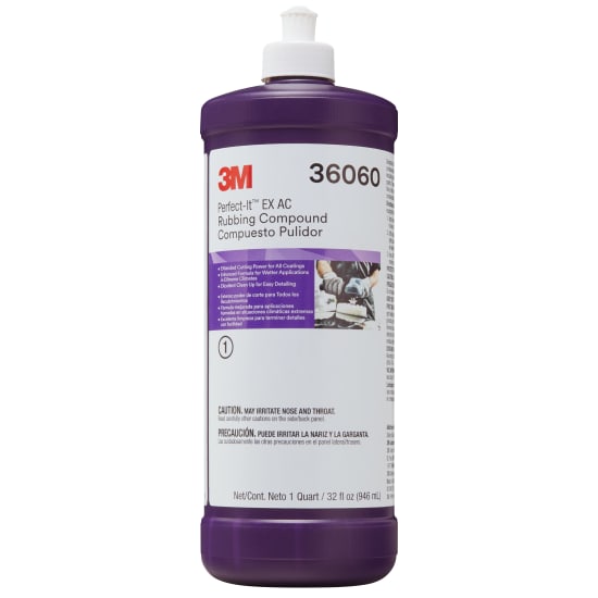 3M Perfect-It EX AC Rubbing Compound 946mL 6-Pack for quick paint correction, smooth application, and removal of surface imperfections.