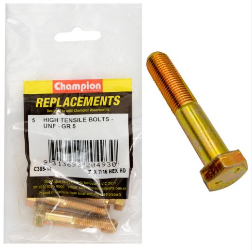 5/16" x 2" UNF High Tensile Bolt -Gr5 -10pk