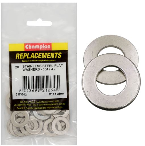 Champion Stainless Flat Washer M12 x 24mm Pack of 20