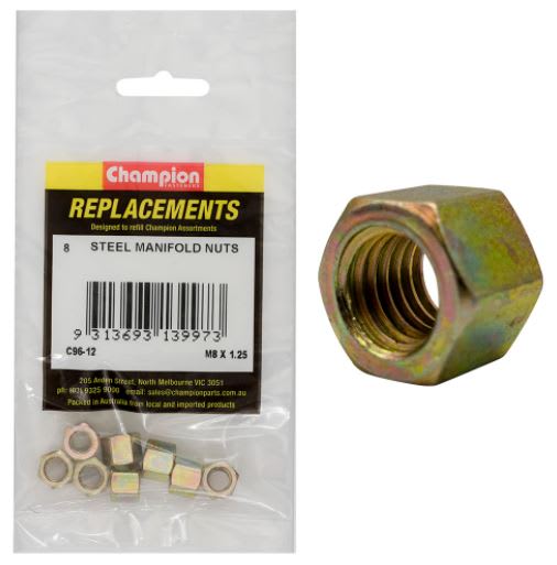 M8 x 1.25mm Steel Manifold Nut -8pk