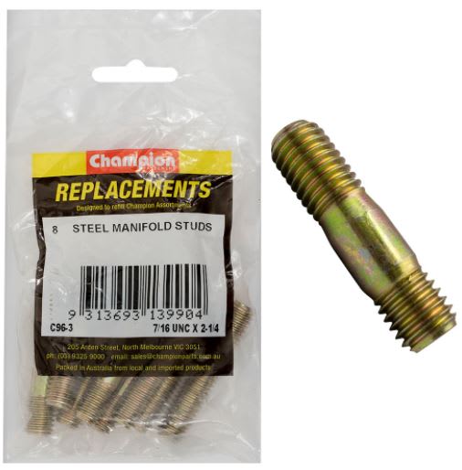 7/16" UNC x 2-1/4in Steel Manifold Stud -8pk