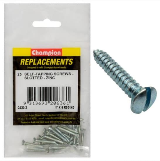 Premium self-tapping screws in a 25-pack designed for quick installation in wood and metal, featuring zinc plating for durability.