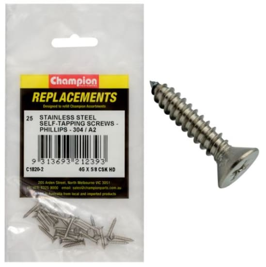 Premium 25-pack of 4G x 5/8" stainless steel screws for durable and efficient fastening in woodworking and metal projects.