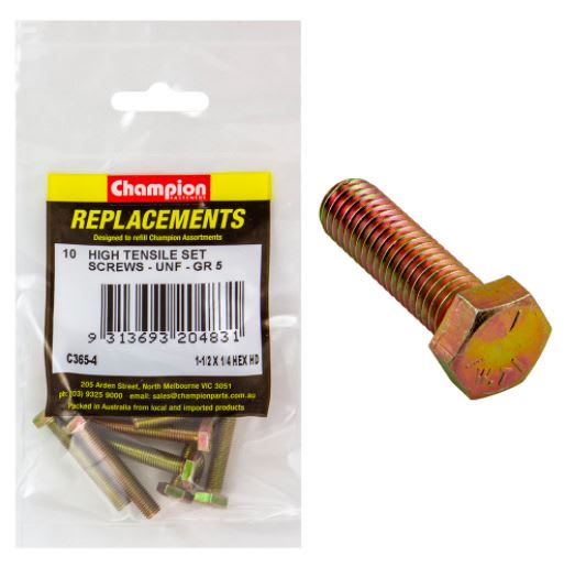 1/4" x 1-1/2" UNF Set Screw -Gr5 (10pk)