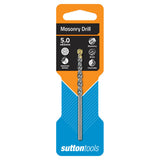 Sutton Masonry Drill 5mm with Tungsten Carbide tip for aggressive, fast drilling in stone, brick, and concrete.