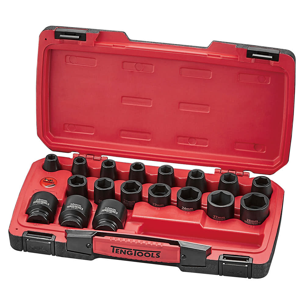 Teng Regular Metric Impact Socket Set 1/2" Drive - 6-Point 22 Piece