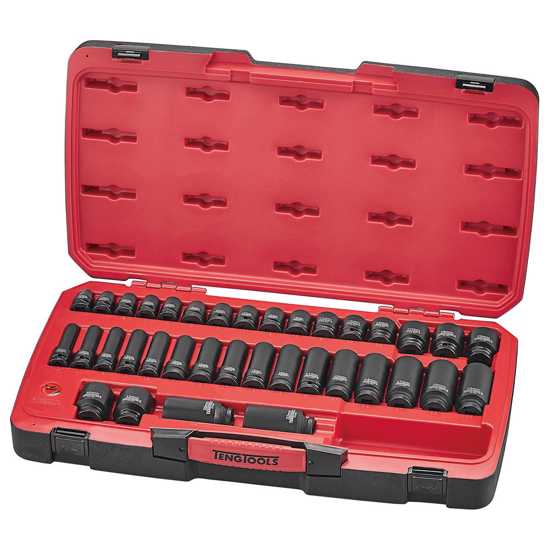 Teng Regular Metric Impact Socket Set-1/2" Drive - 6-Point-40 Piece (Each)