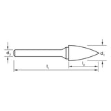 P&N Double CutCarbide Burrs Tree Shape Pointed End-6.35mm-6mm Shank (Each)