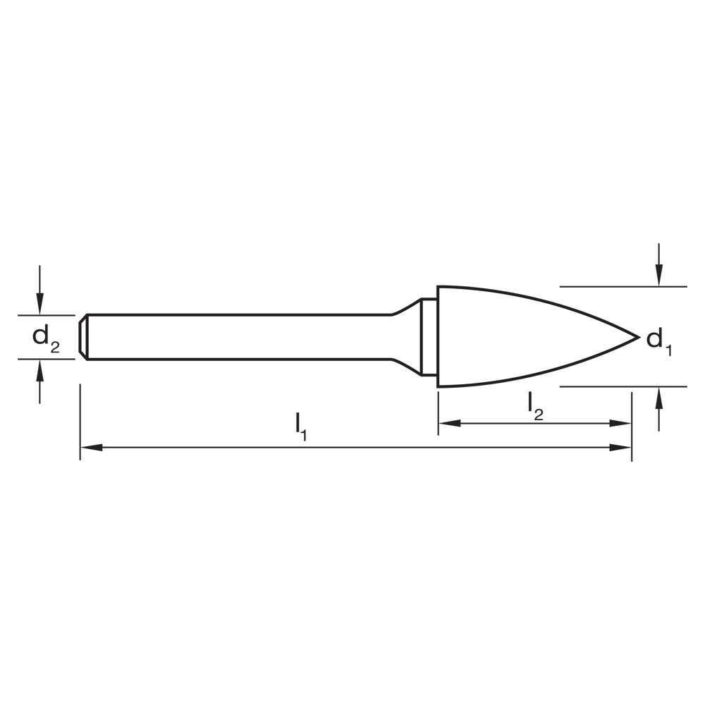 Double Cut Carbide Burs - Tree Shape Pointed End 6.4mm-6mm Shank Sutton