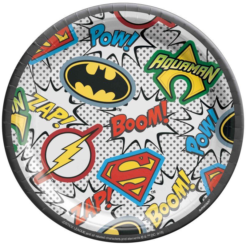 "Justice League Heroes Unite 7"" / 17cm Paper Plates - Pack of 8