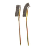 Toledo Steel Cleaning Brush 2 Piece Set featuring a curved (220mm) and straight brush (210mm) for effective cleaning in tight spaces.