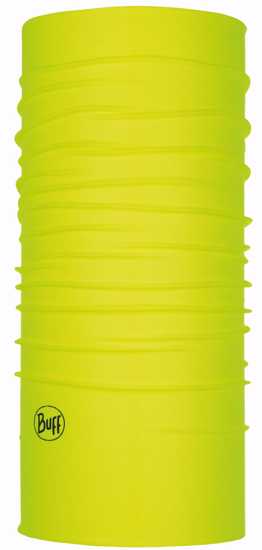 Multifunctional Fluro Yellow Coolnet Buff for outdoor activities, offering UPF 50+ sun protection and moisture-wicking comfort.