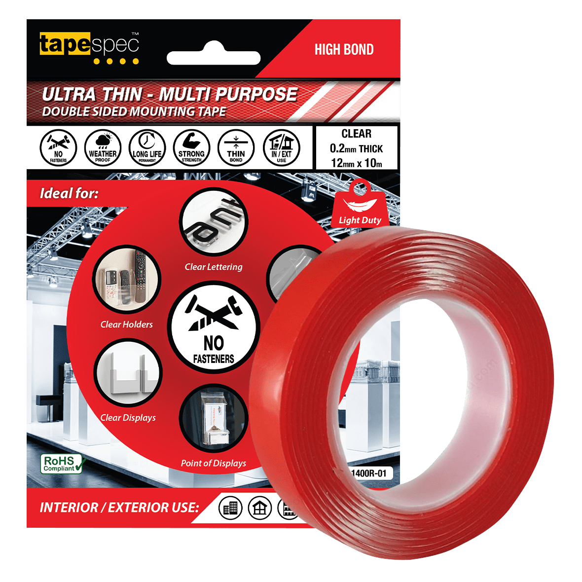 Double Sided Mounting Tape Ultra-Thin Clear 24mm x 0.2mm x 10m (Roll)