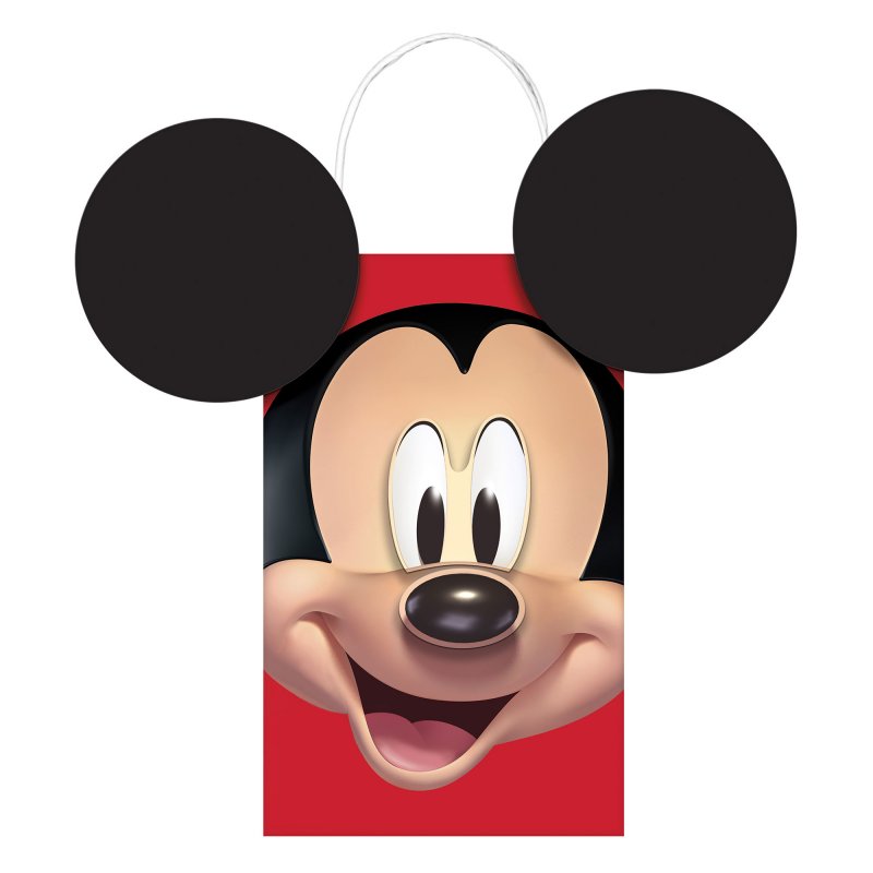 Pack of 8 Mickey Mouse-themed kraft bags, perfect for kids' parties, measuring 21cm for treats and favors.