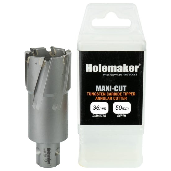 High-performance Holemaker TCT Annular Cutter, 36mm diameter, engineered for tough materials like stainless steel and Bisalloy.