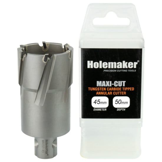 High-performance Holemaker TCT Annular Cutter, 45mm diameter, designed for precision drilling in tough materials.