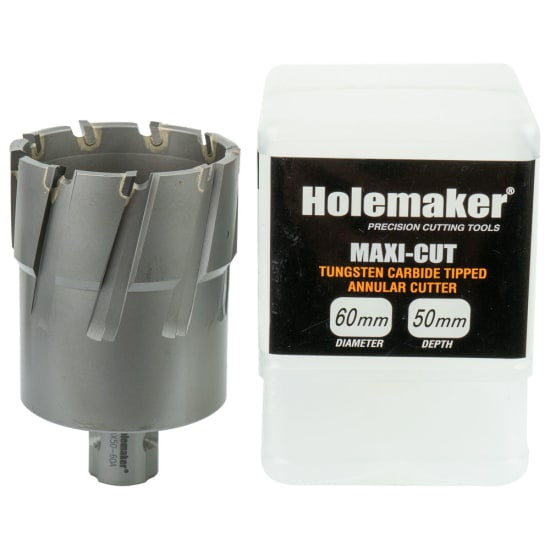 High-performance Holemaker TCT Annular Cutter with 60mm diameter and 50mm depth, ideal for heavy-duty metal drilling.