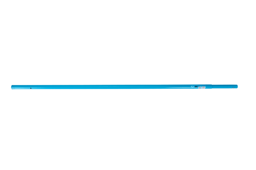 Lightweight 1800mm aluminium float/trowel handle with snap button holes for quick tool changes and seamless concrete finishing.