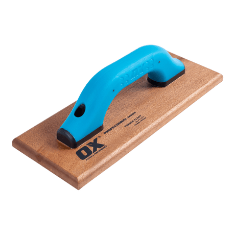 High-quality OX Timber Float 300mm x 112mm with durable hardwood and Oxgrip handle for smooth concrete finishing.