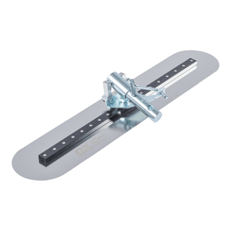 OX Stainless Steel Tilt Walking Trowel for precise concrete finishing, 120mm x 600mm, durable, rust-resistant, full tilt capabilities.