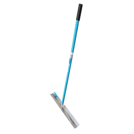Aluminium concrete rake with 762mm width, 1500mm soft grip handle, braced for strength, and rust-resistant powder-coated finish.