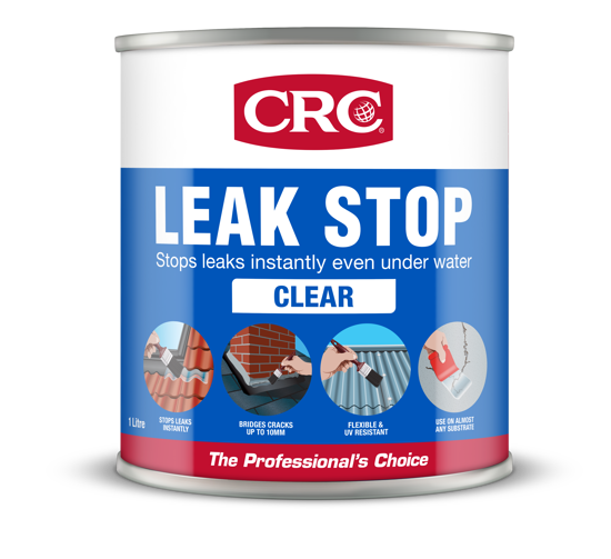 Clear waterproofing sealant in a 1L bottle, designed for instant leak repair in extreme weather and underwater applications.
