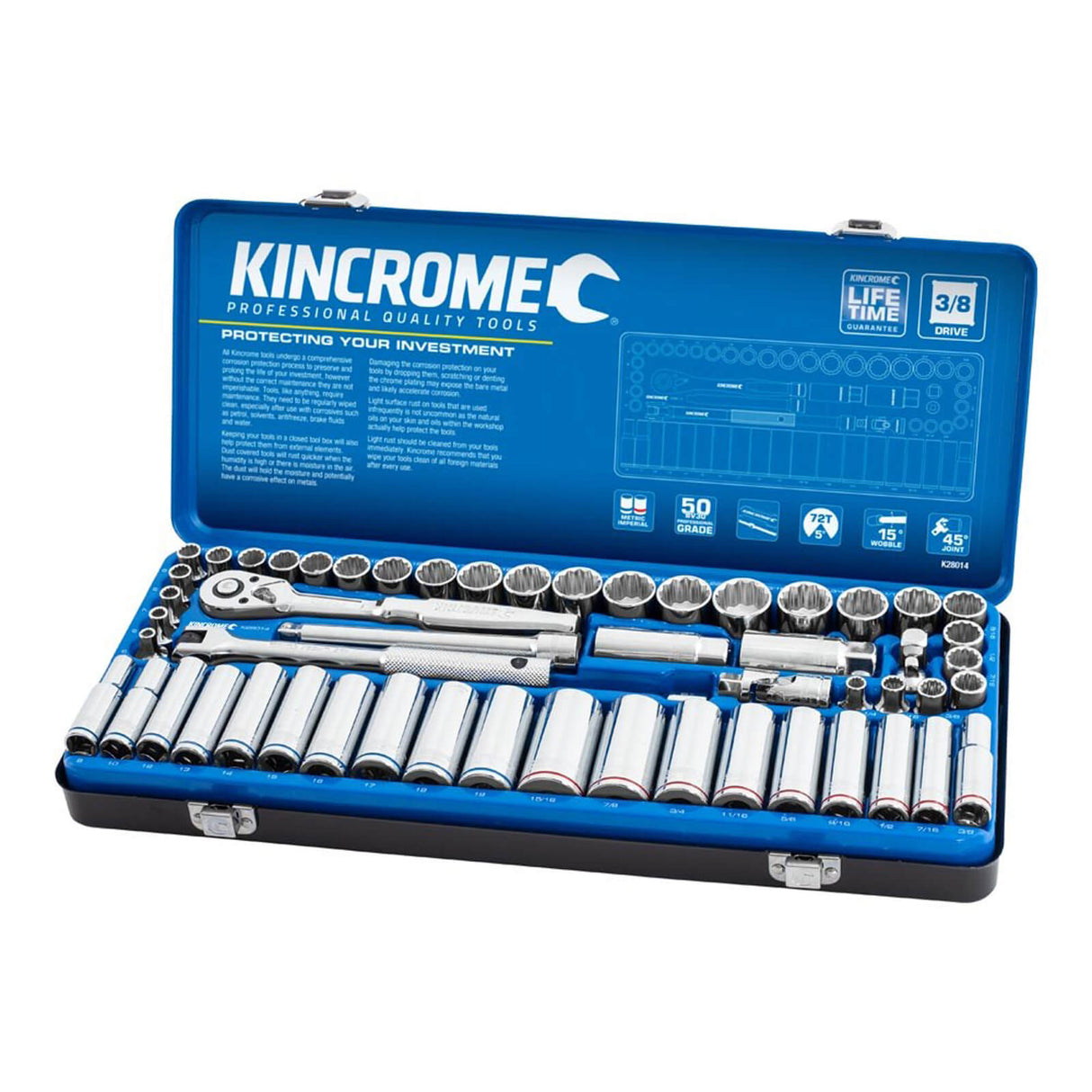 Kincrome Socket Set - Metric & A/F 3/8" Drive 57 Piece
