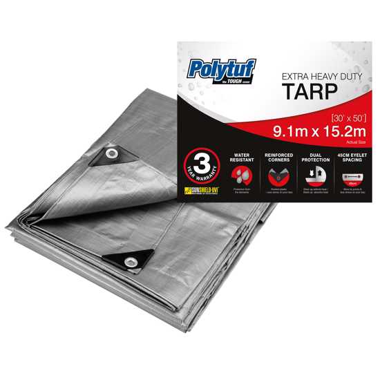 POLYTUF Tarpaulin Silver Black-30 x 50ft-Each