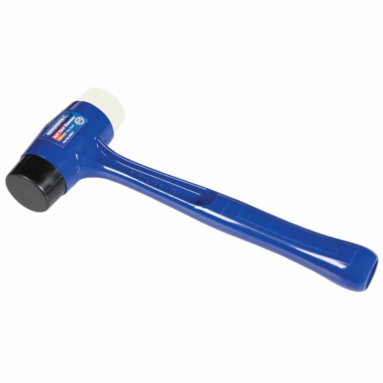 Kincrome 25mm Soft Face Hammer with polythene and nylon heads for gentle impact on soft and hard metals, lightweight aluminium handle.