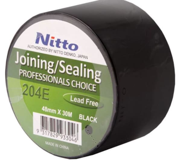 Black PVC insulation tape, 48mm x 30m, features strong adhesion for electrical, HVAC, and duct applications.