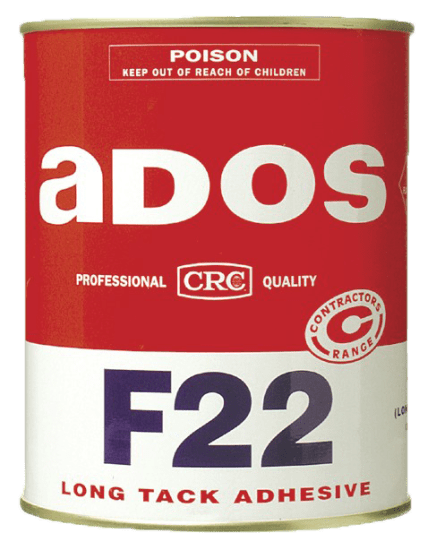 High-performance ADOS F22 Long Tack Contact Adhesive in a 4L container, ideal for robust bonding on various surfaces.