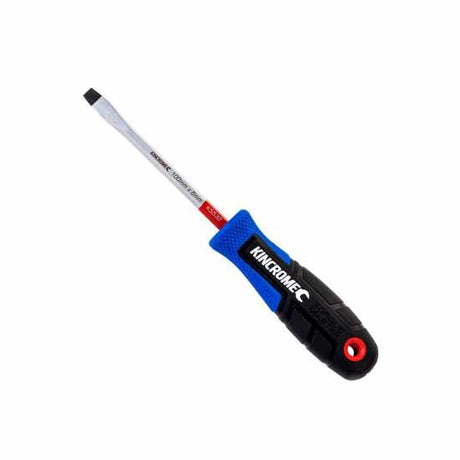 Kincrome TorqueMaster Screwdriver with 6x100mm S3 alloy steel blade, ergonomic grip, color-coded, and magnetic tip for enhanced control.