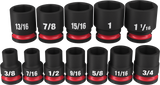 Milwaukee 12 Piece Impact Socket Set - A/F 1/2" Drive