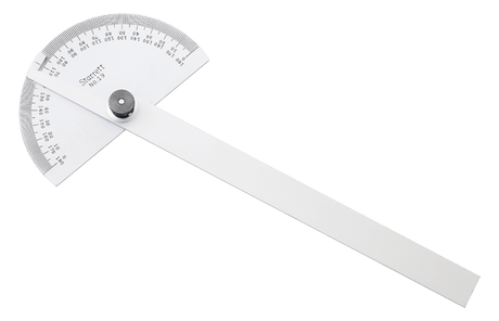 Starrett Steel Protractor C19-150mm with 6" blade for precise angle measurements, dual graduation, and rust-resistant finish.