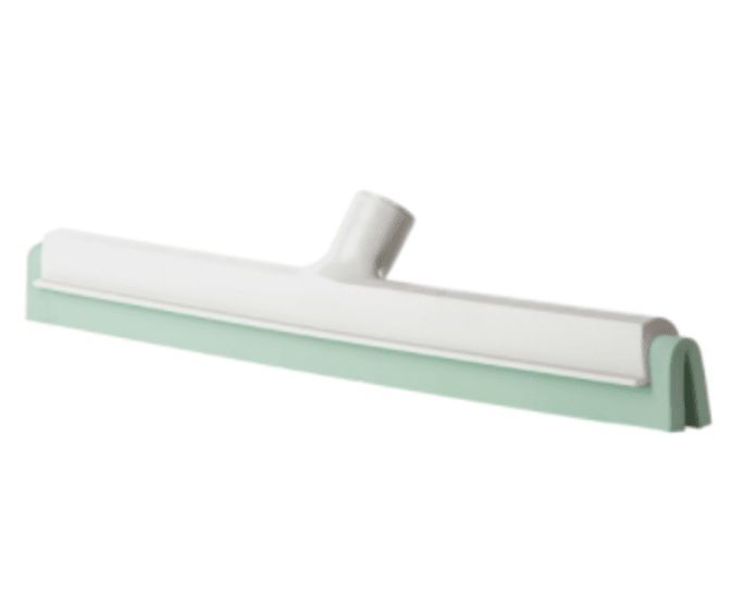 Double bladed 55cm white hygiene floor squeegee head with durable plastic back and rubber blades for effective cleaning.