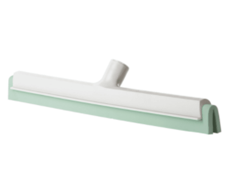 Double bladed 55cm white hygiene floor squeegee head with durable plastic back and rubber blades for effective cleaning.