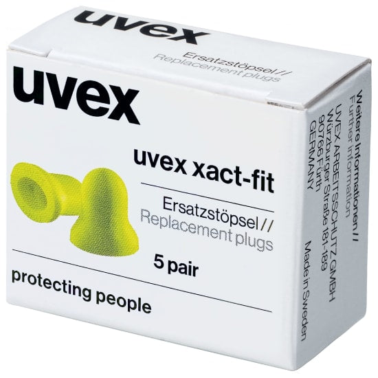 Xact-band Replacement Pods: high-vis lime disposable earplugs for superior comfort and noise reduction, 5 pairs per packet.