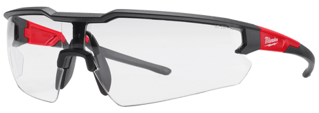 Milwaukee Clear Safety Glasses feature a flexible nose bridge, rubber arms, and clear lenses for comfort and optimal indoor eye protection.