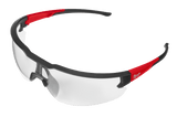 Lightweight Milwaukee Clear Safety Glasses with flexible nose bridge and rubber arms for comfort and optimal eye protection.