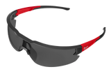 Milwaukee Tinted Safety Glasses featuring a flexible nose bridge, rubber arms, and UV protection for outdoor comfort and safety.