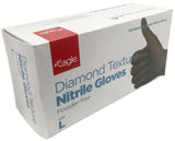 Eagle Diamond Texture Nitrile Gloves Powder Free Black,Pack of 100 - Black - L
