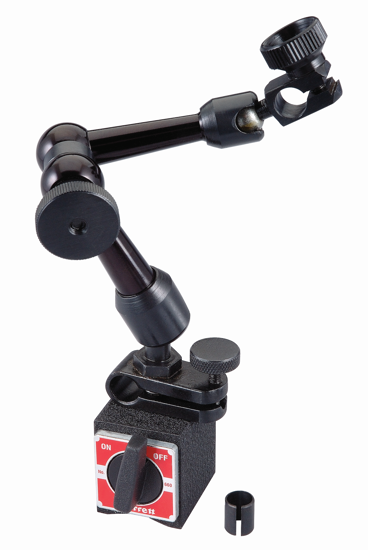 Compact Starrett Magnetic Base 660 Mini with adjustable pivots, 70lb holding force, for precise indicator positioning.