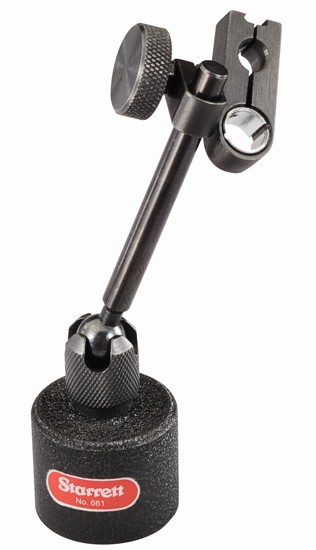 Compact Starrett Magnetic Base 661 Mini for precise indicator holding with robust 170N force and versatile stem compatibility.