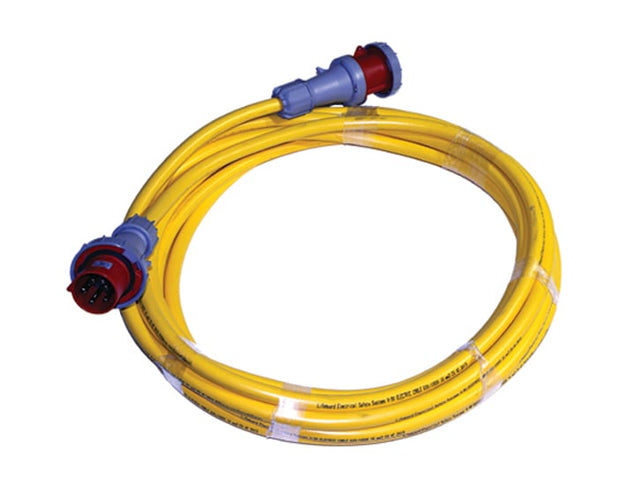 LIFEGUARD Earth Screened Three Phase Leads, 30M, 63A, robust with IP67 connectors for electrical safety in heavy-duty applications.