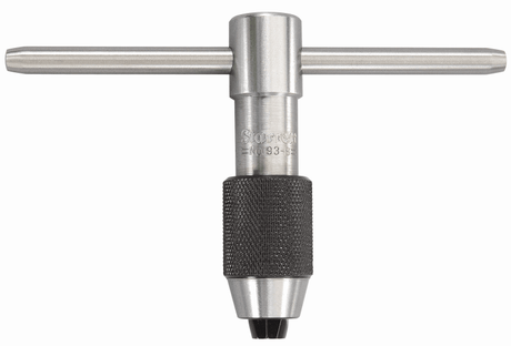 Starrett 65mm T-Handle Tap Wrench for secure tool grip, features sliding handle for leverage and accommodates square shanks.